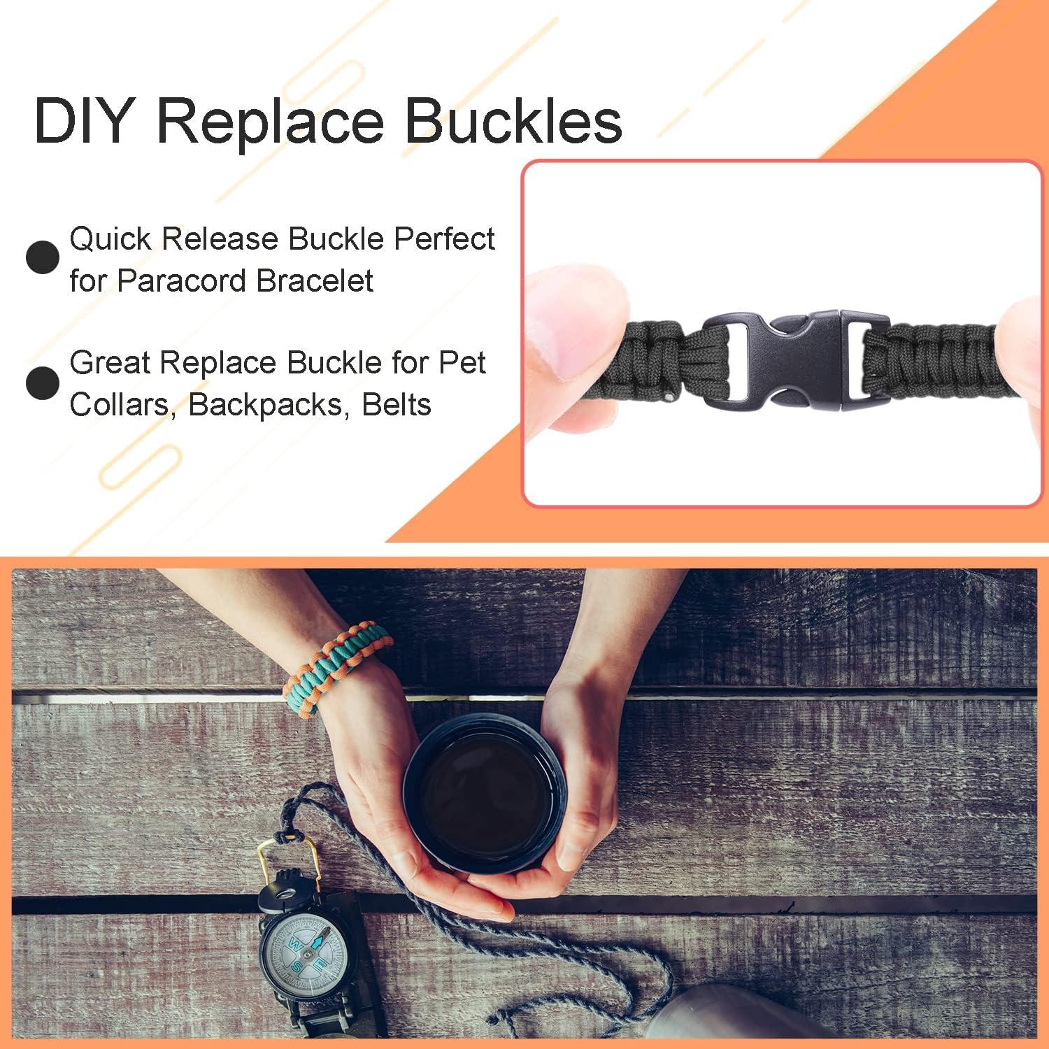 30 Hebillas de Pulsera de Paracord 16mm FLC103-B Negro