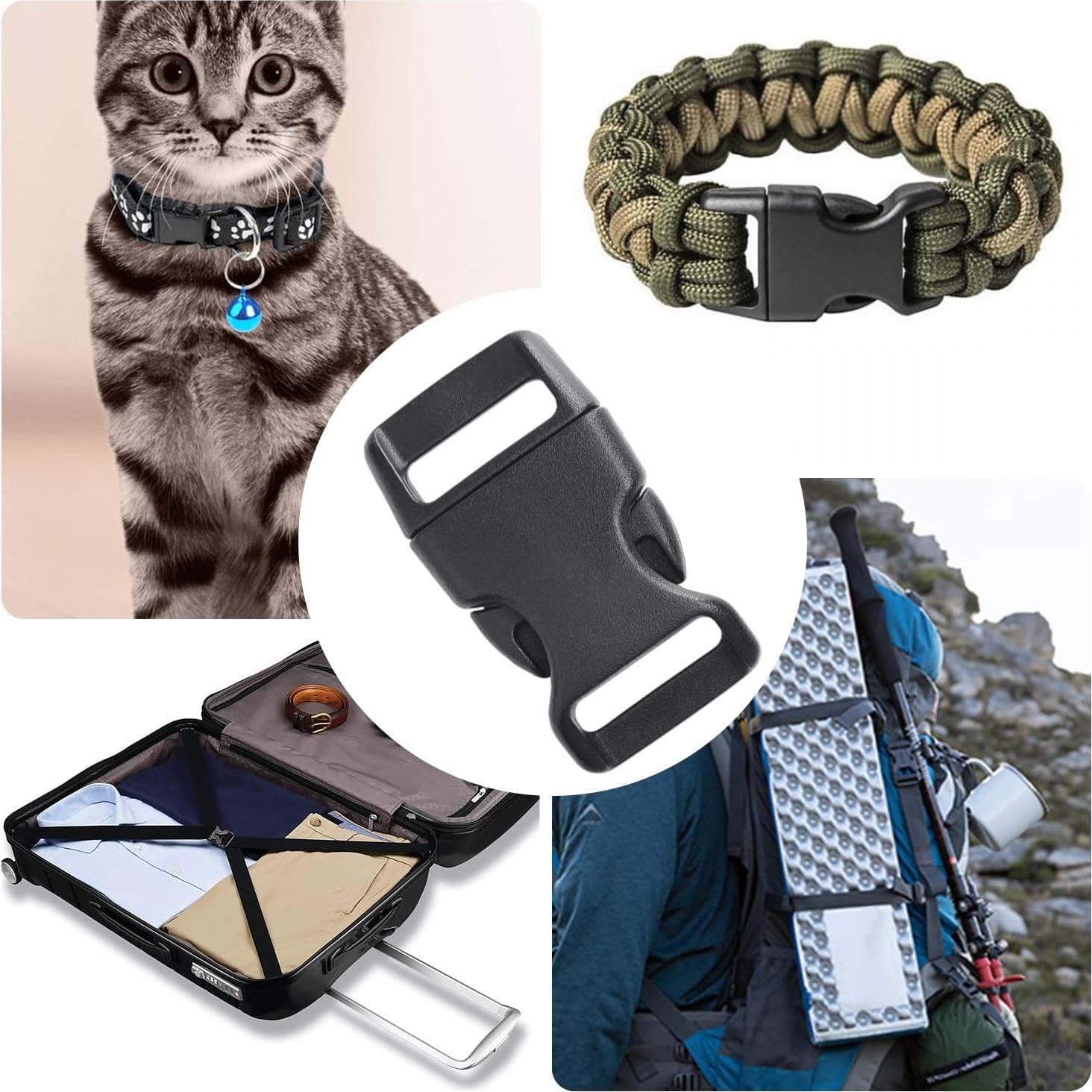 30 Hebillas de Pulsera de Paracord 16mm FLC103-B Negro