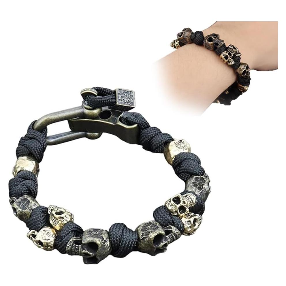 Pulsera de Paracord Ajustable Calaveras Vintage Ejército