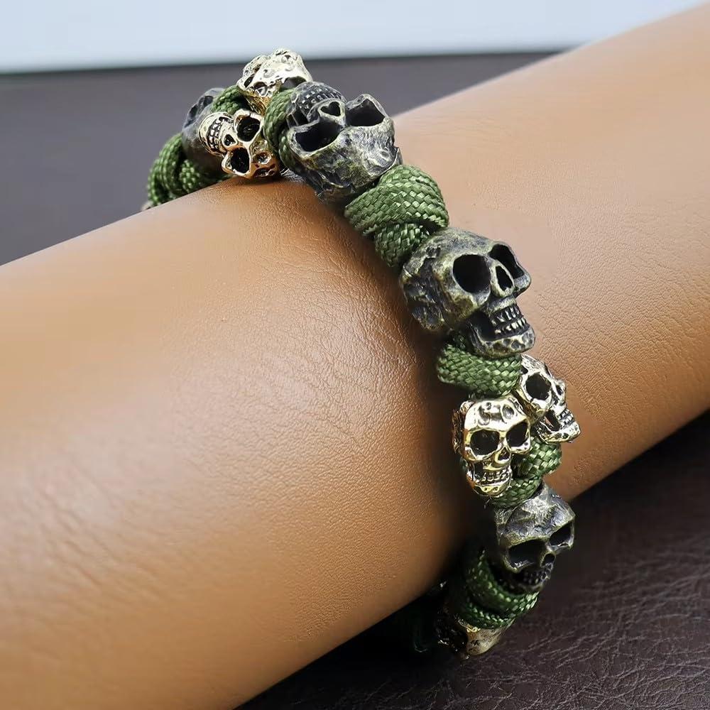 Pulsera de Paracord Ajustable Calaveras Vintage Ejército