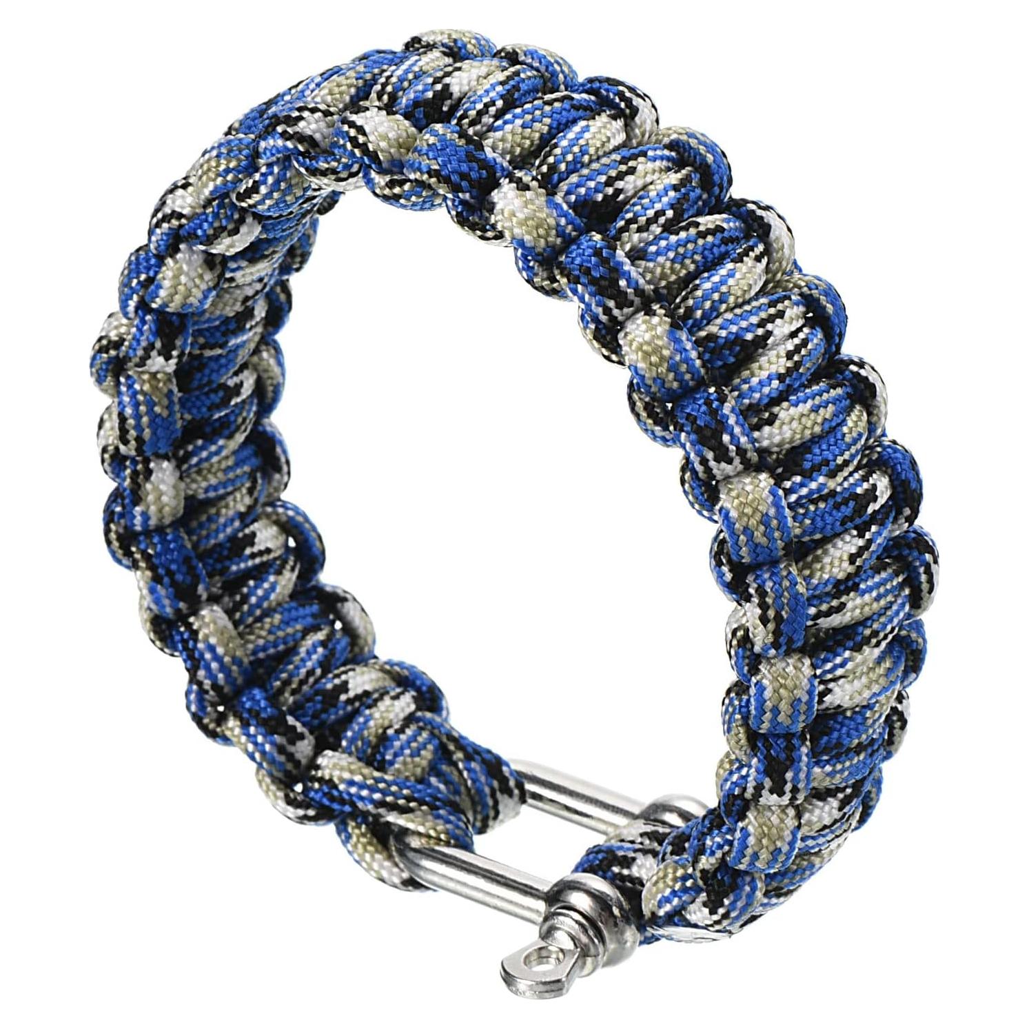 Pulsera de Paracord de Supervivencia PATIKIL - Azul, Negro, Blanco