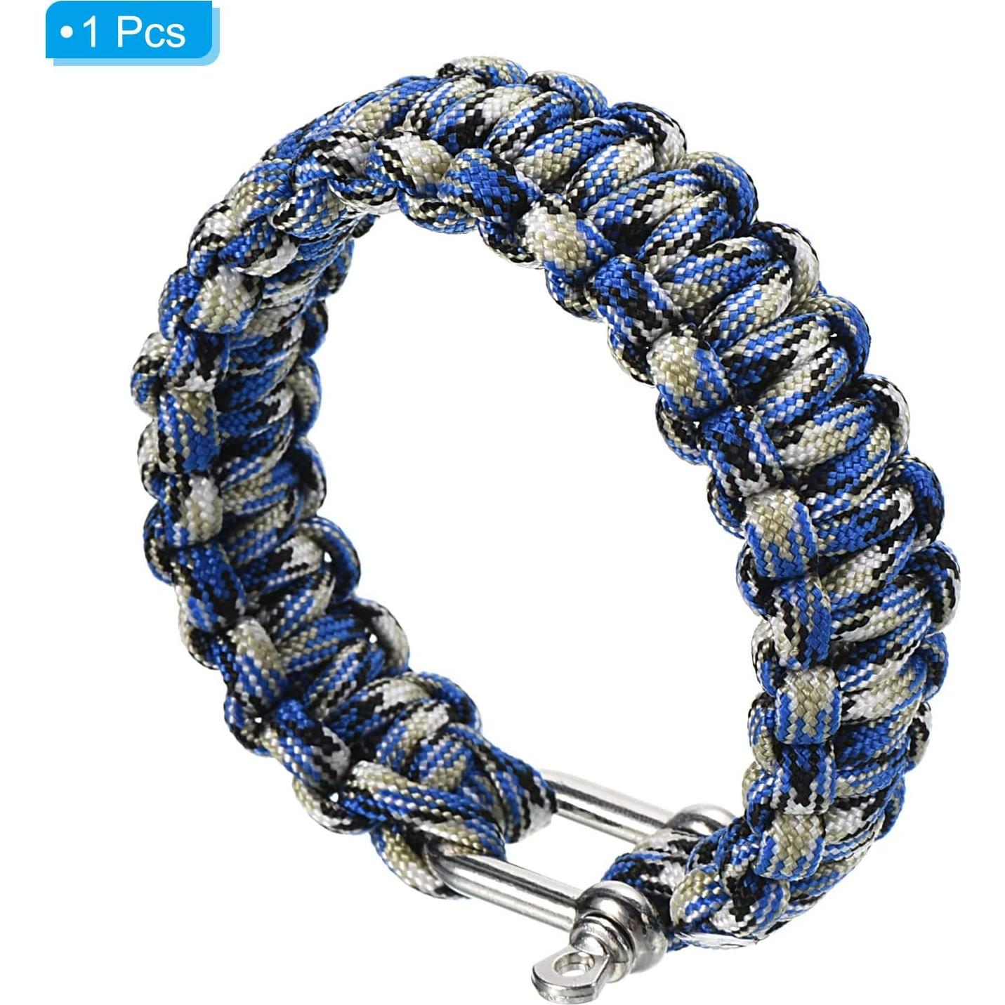 Pulsera de Paracord de Supervivencia PATIKIL - Azul, Negro, Blanco