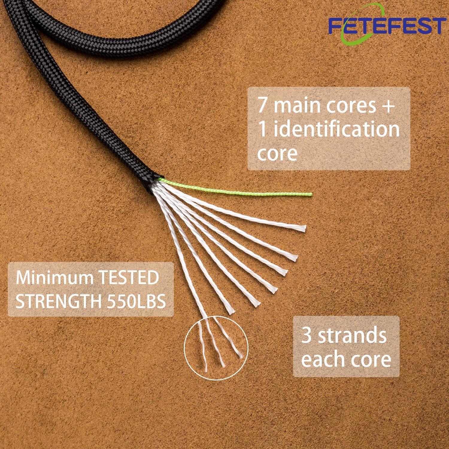 Cuerda Paracord 550 Fetefest 30.48M Nylon Resistente Negro