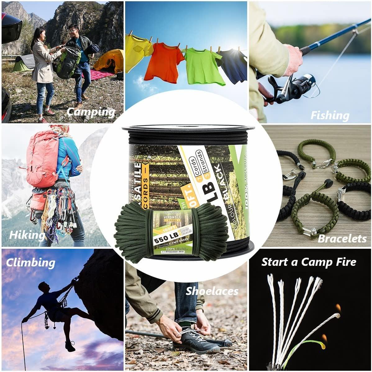 Cuerda Paracord 550 Fetefest 30.48M Nylon Resistente Negro