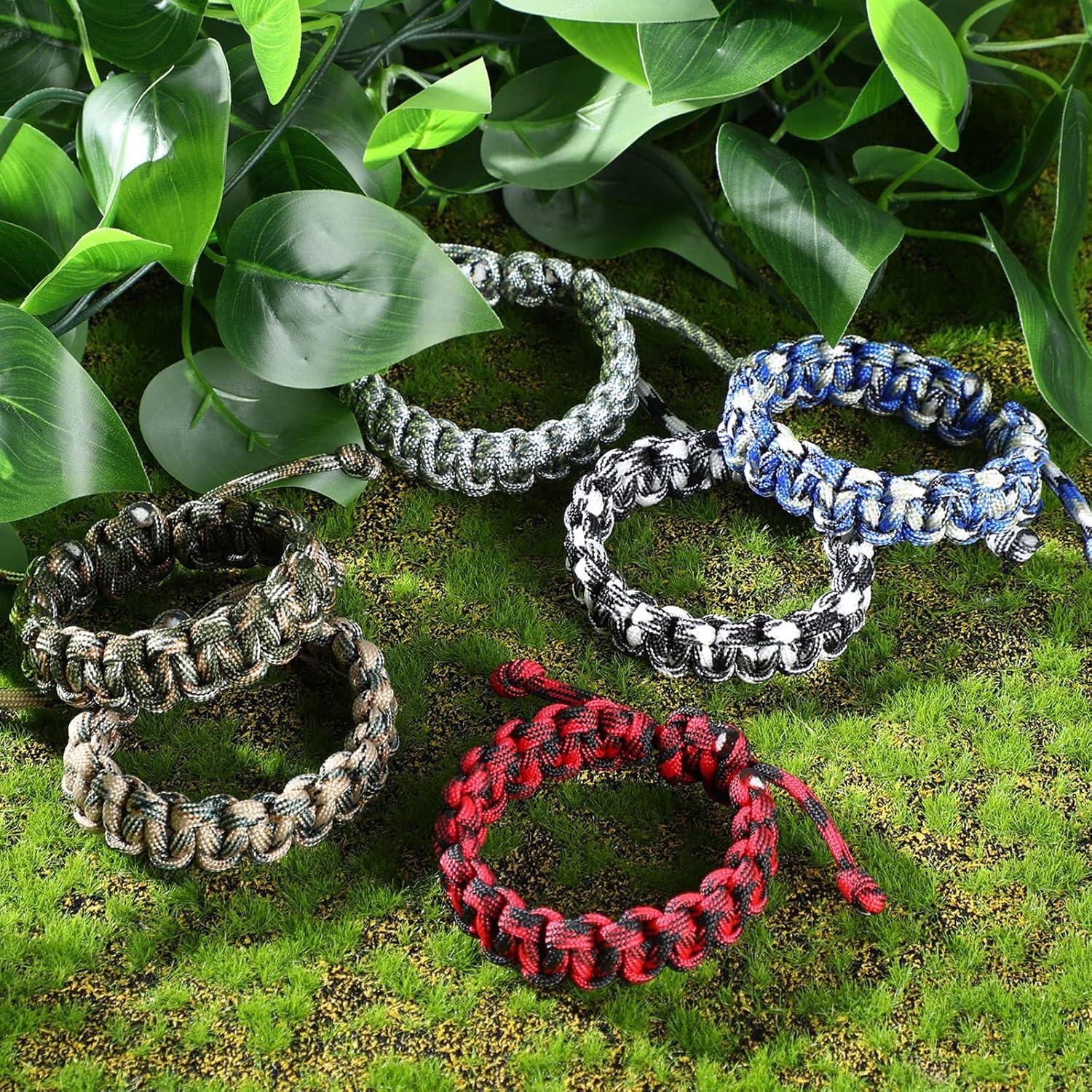 Bonuci 24 Pulseras de Paracord Ajustables para Supervivencia