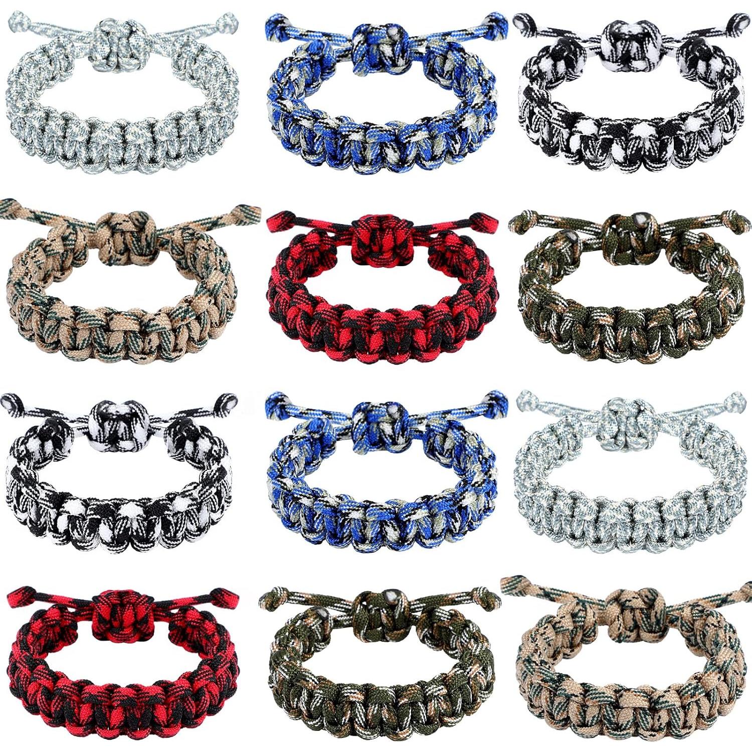 Bonuci 24 Pulseras de Paracord Ajustables para Supervivencia