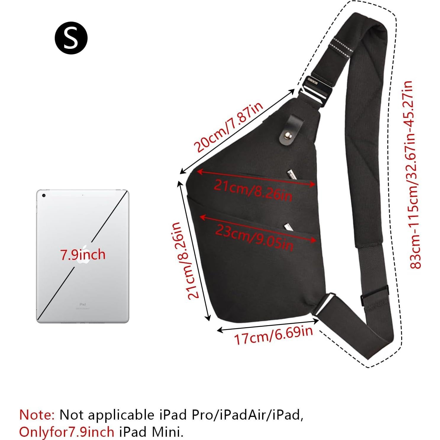 Bolsa Cruzada Antirrobo OSOCE 1.0L Negra para Viajes