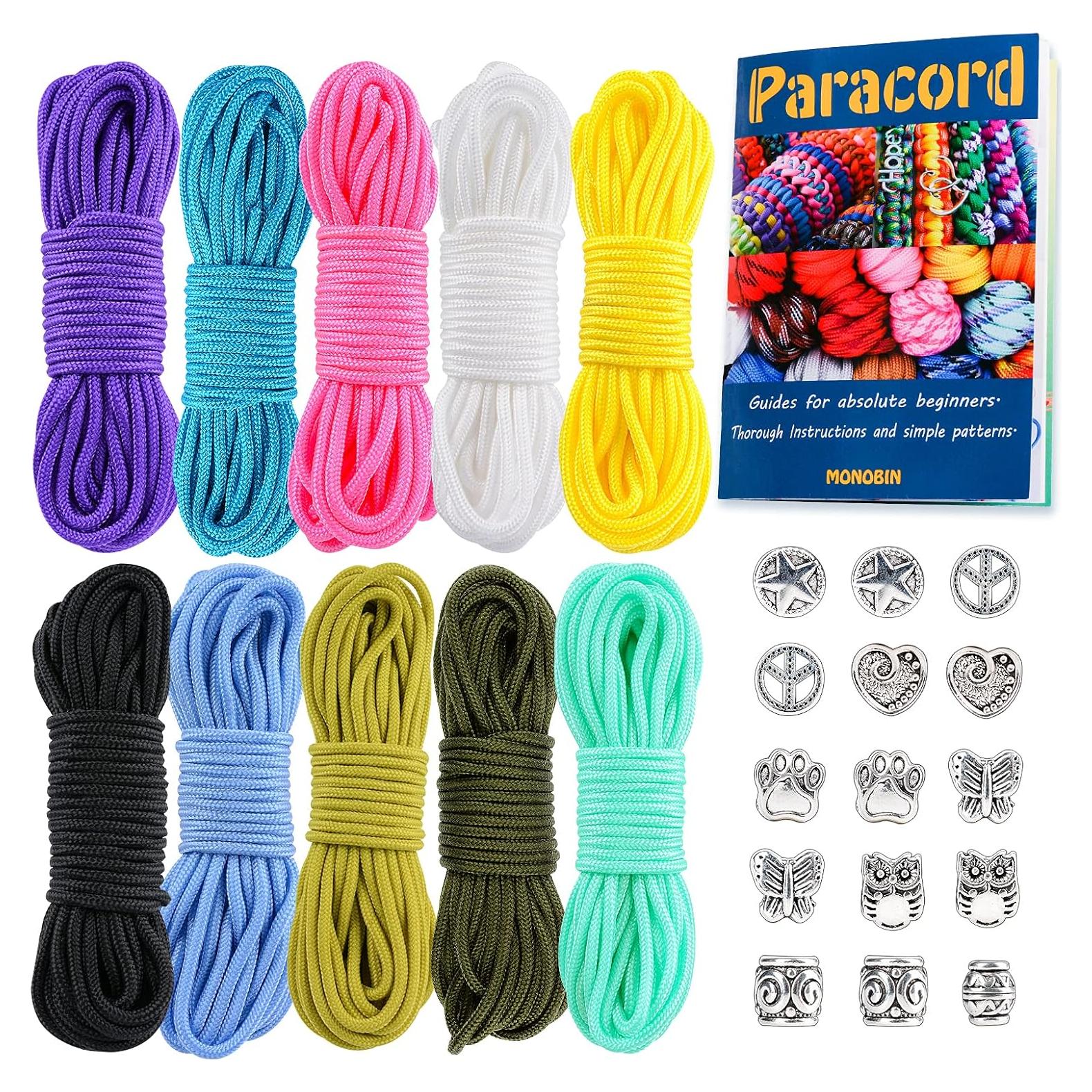 Kit de Paracord Micro MONOBIN 2mm 10 Colores 6.1m Manualidades