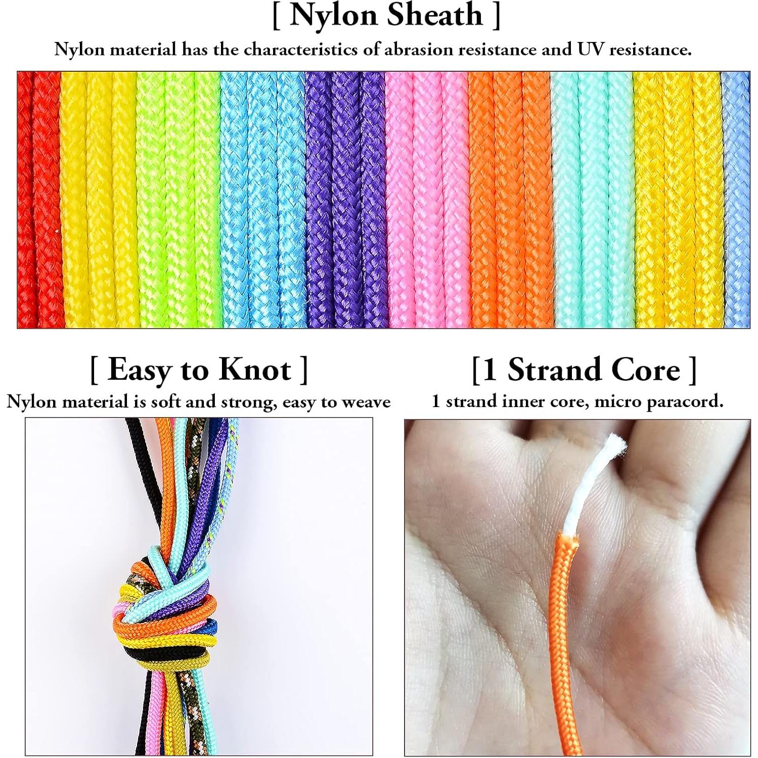 Kit de Paracord Micro MONOBIN 2mm 10 Colores 6.1m Manualidades