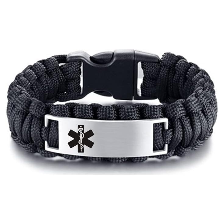 Pulsera de Alerta Médica Personalizada LiFashion con Paracord