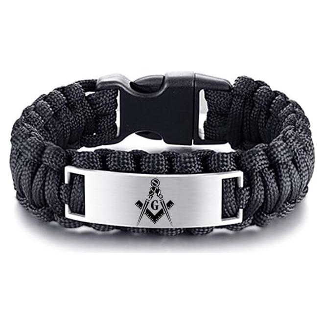 Pulsera de Supervivencia Paracord Masonería Acero 23 cm