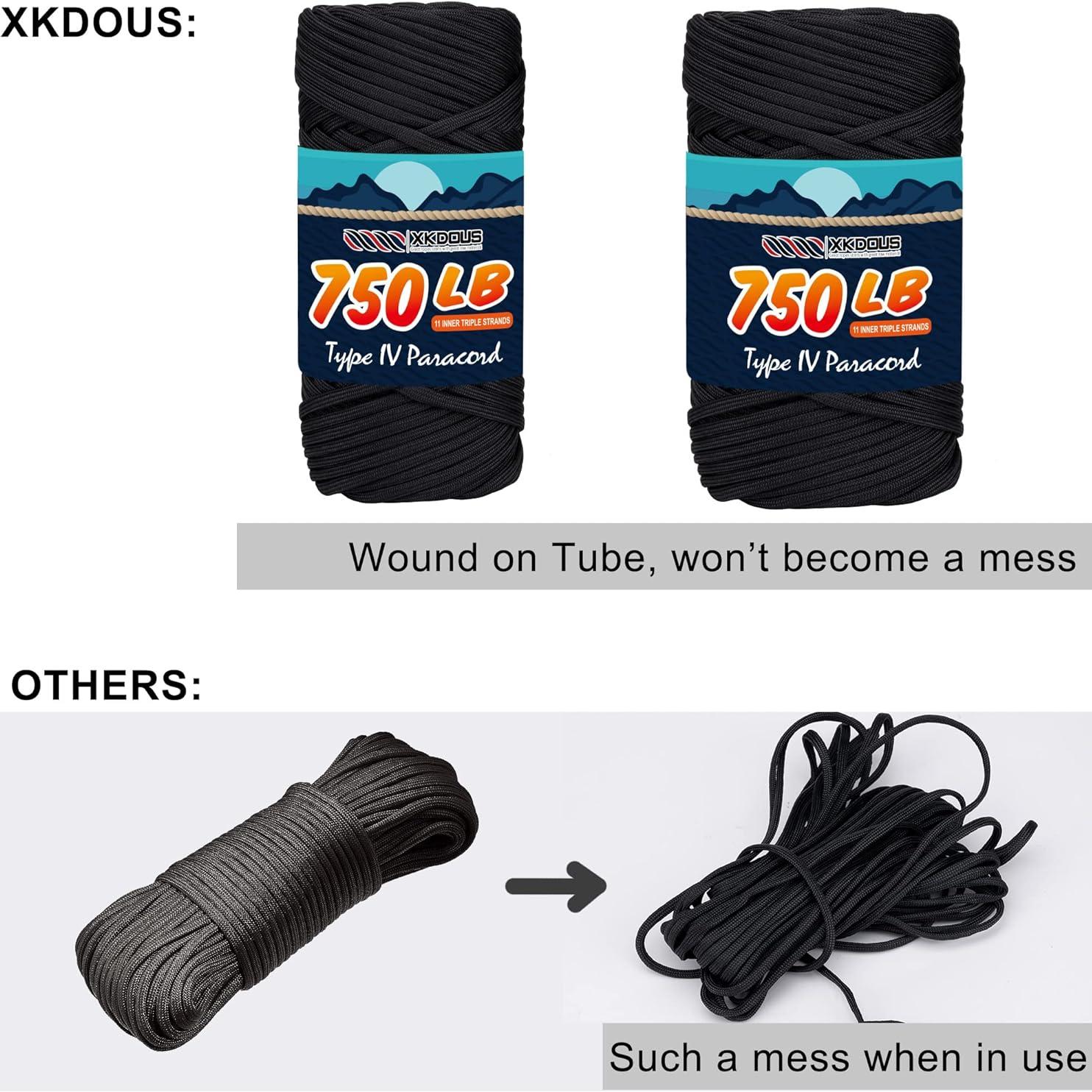 Cuerda Paracord 750 lb XKDOUS 36.576 m Nylon Naranja