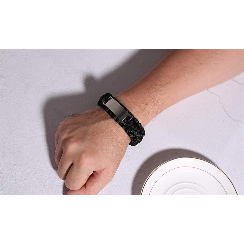 Pulsera de Supervivencia Zihanine para Hombres - Acero Inoxidable con Cruz