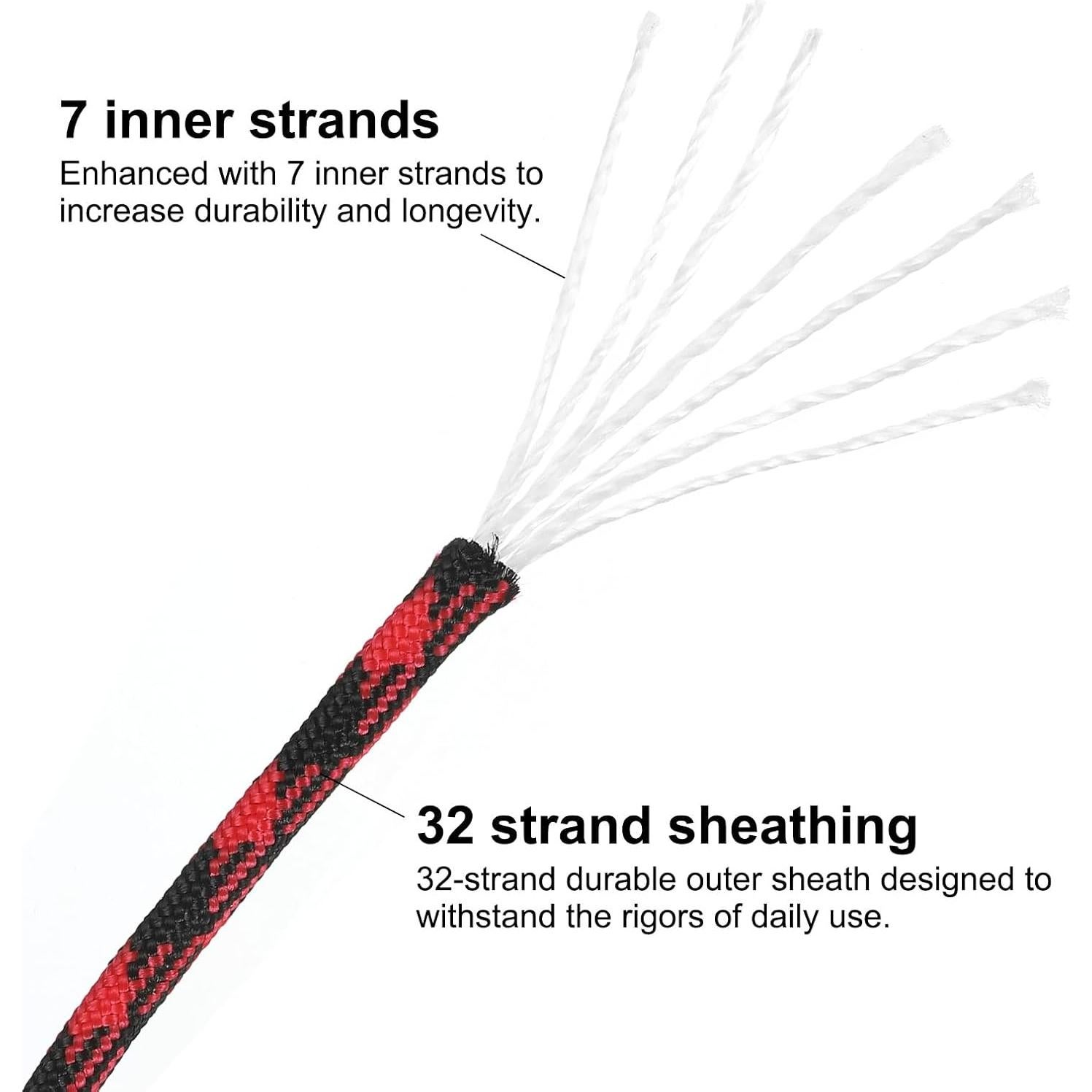 Cuerda Paracord 30m PATIKIL 250kg 4mm 7 Hilos Rojo/Negro