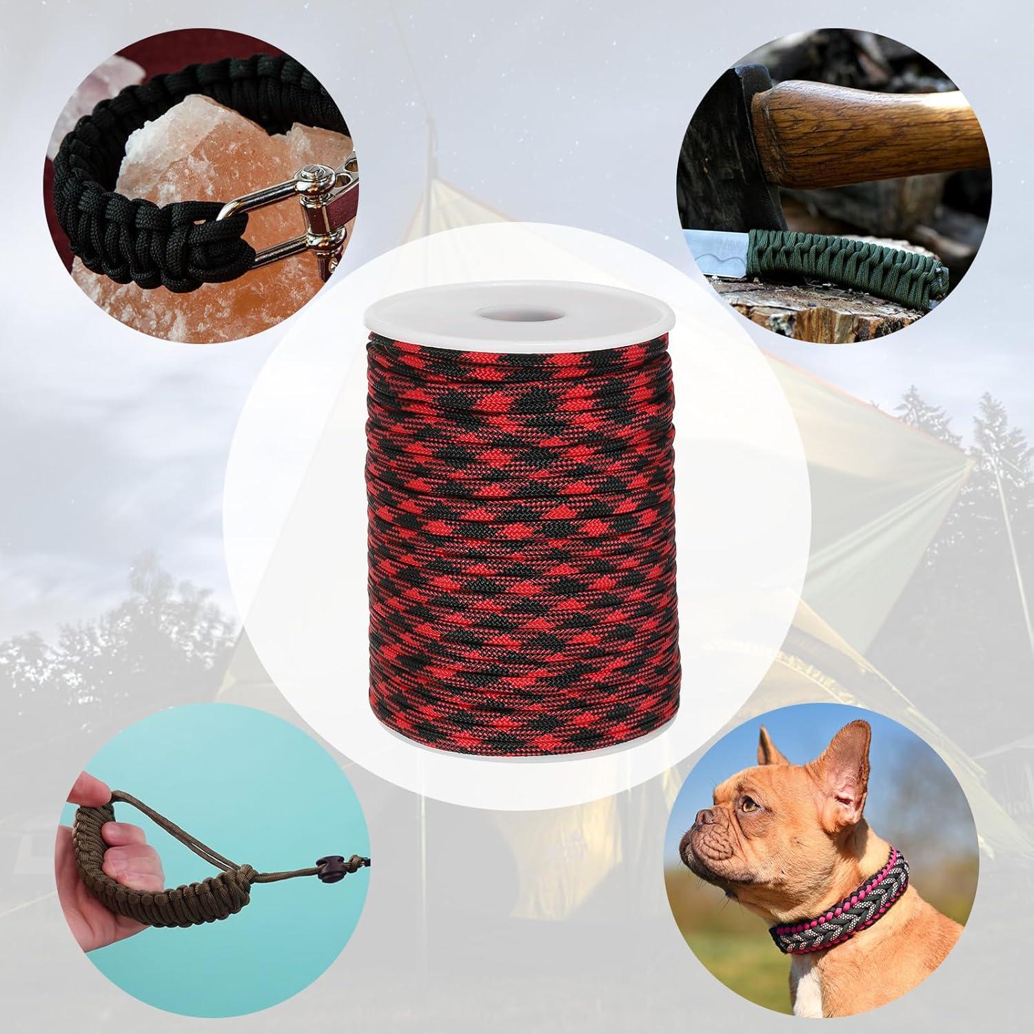 Cuerda Paracord 30m PATIKIL 250kg 4mm 7 Hilos Rojo/Negro