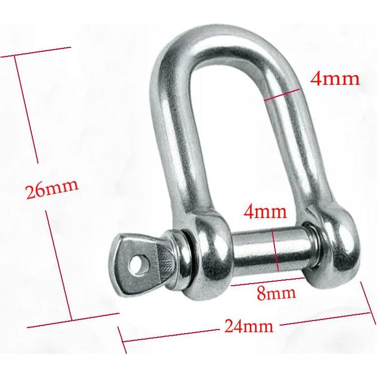 Grillete D Acero Inoxidable 316 Mini 4mm - 10 Piezas