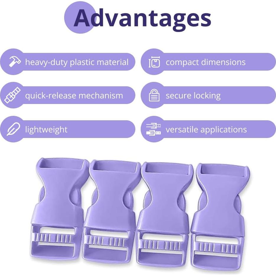 Hebillas de Paracord Violeta 16 mm - 4 Paquete de Plástico