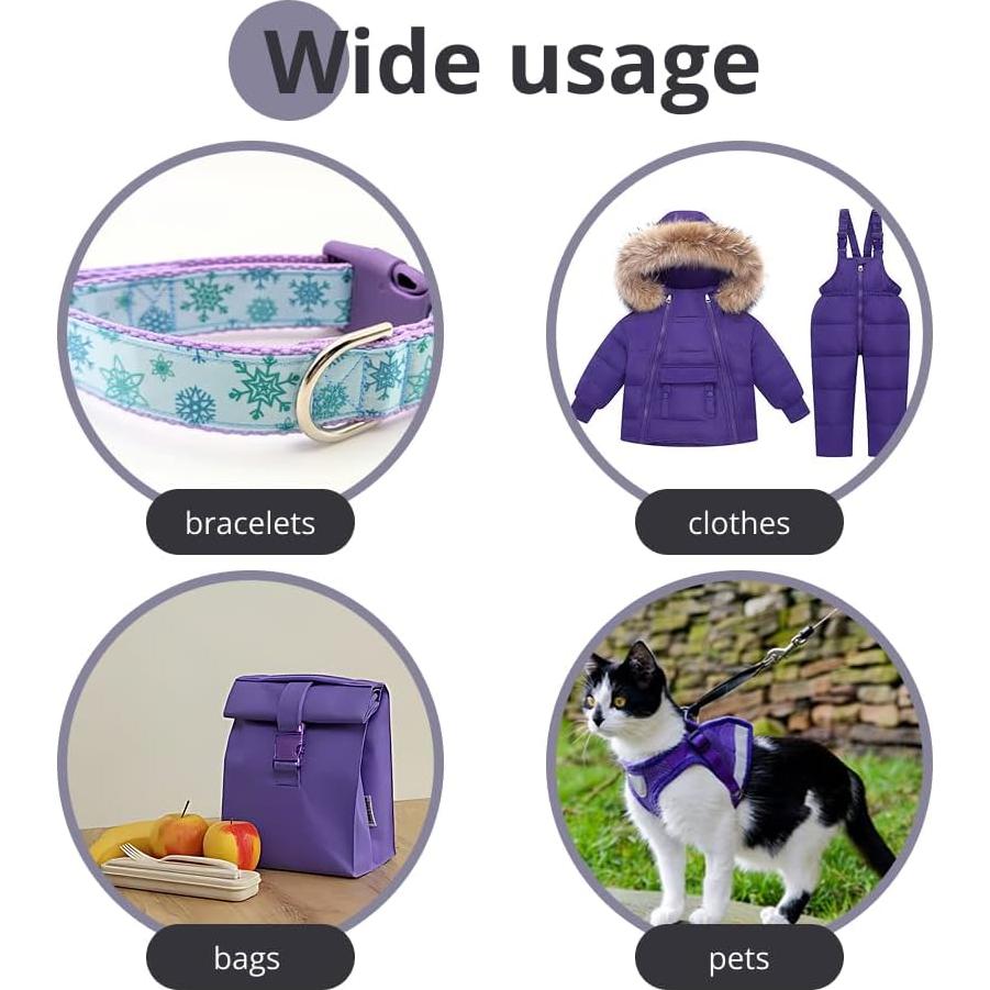 Hebillas de Paracord Violeta 16 mm - 4 Paquete de Plástico