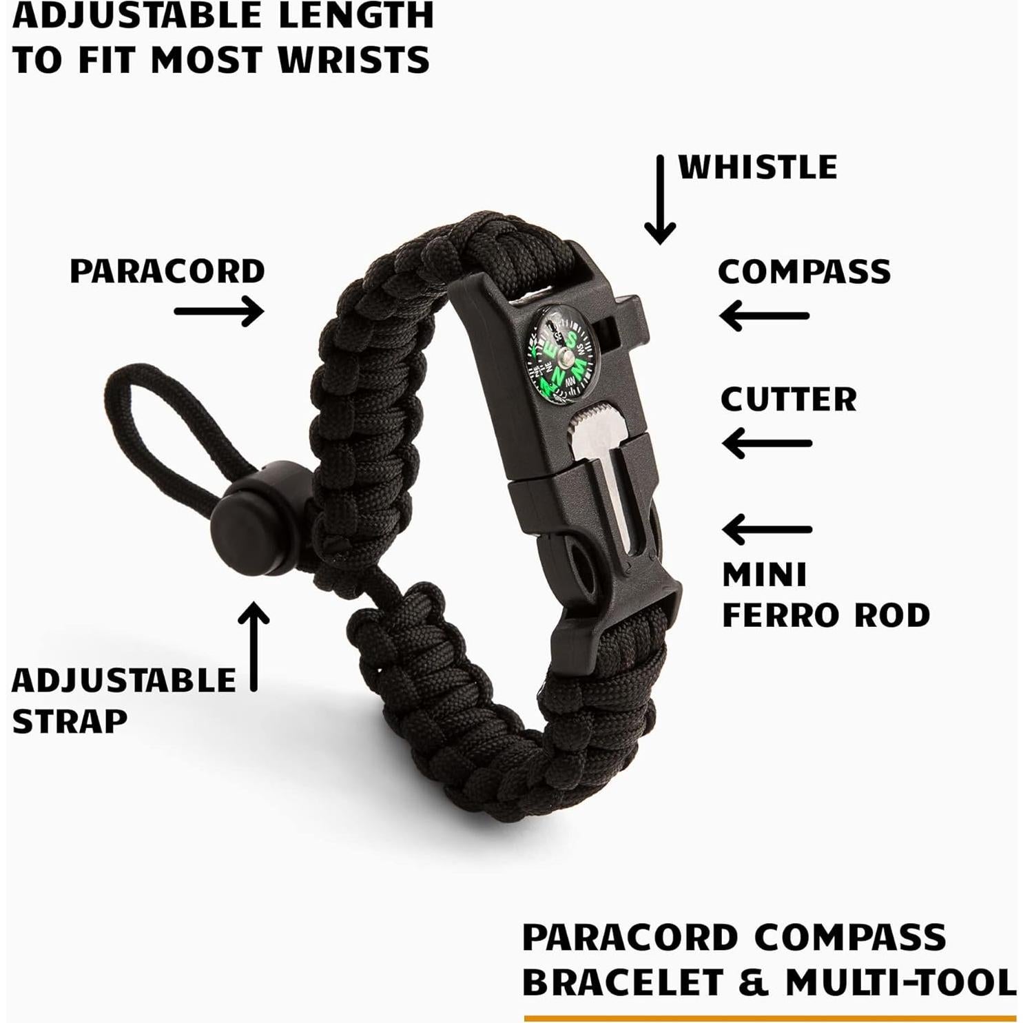 Pulsera Multiusos Bushcraft Survival 5 en 1 para Camping