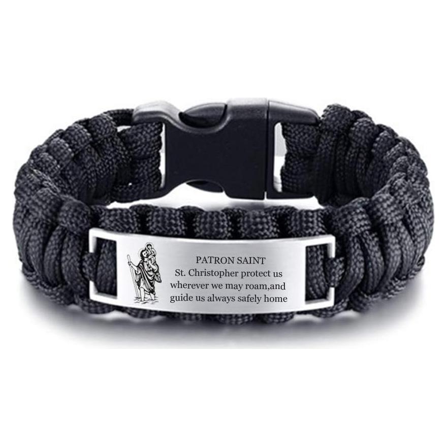 Pulsera de San Cristóbal para hombres LiFashion en acero inoxidable