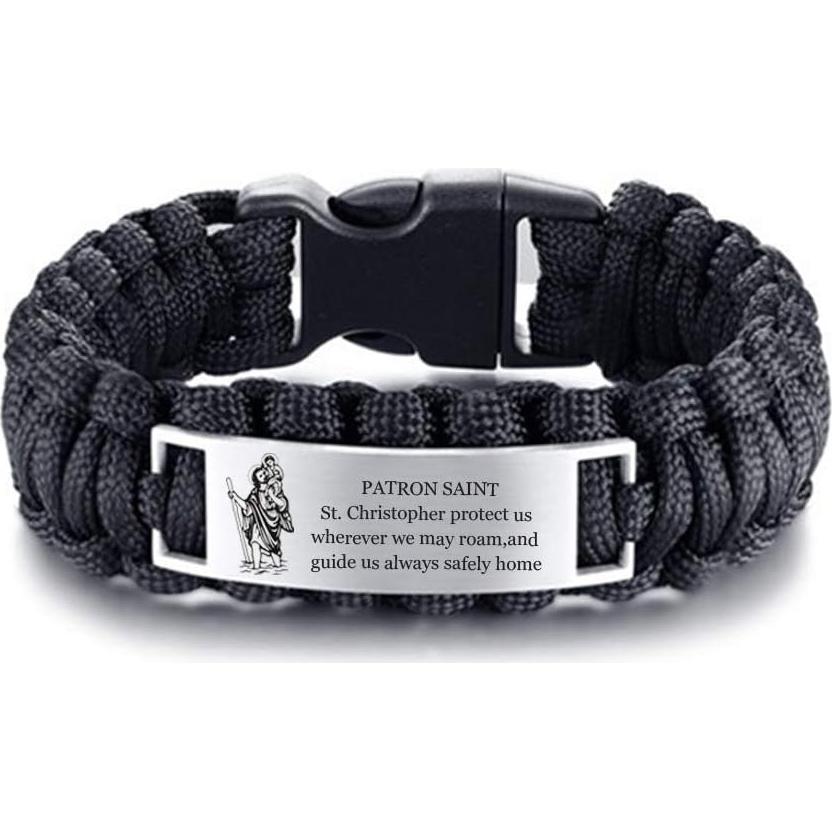 Pulsera de San Cristóbal para hombres LiFashion en acero inoxidable