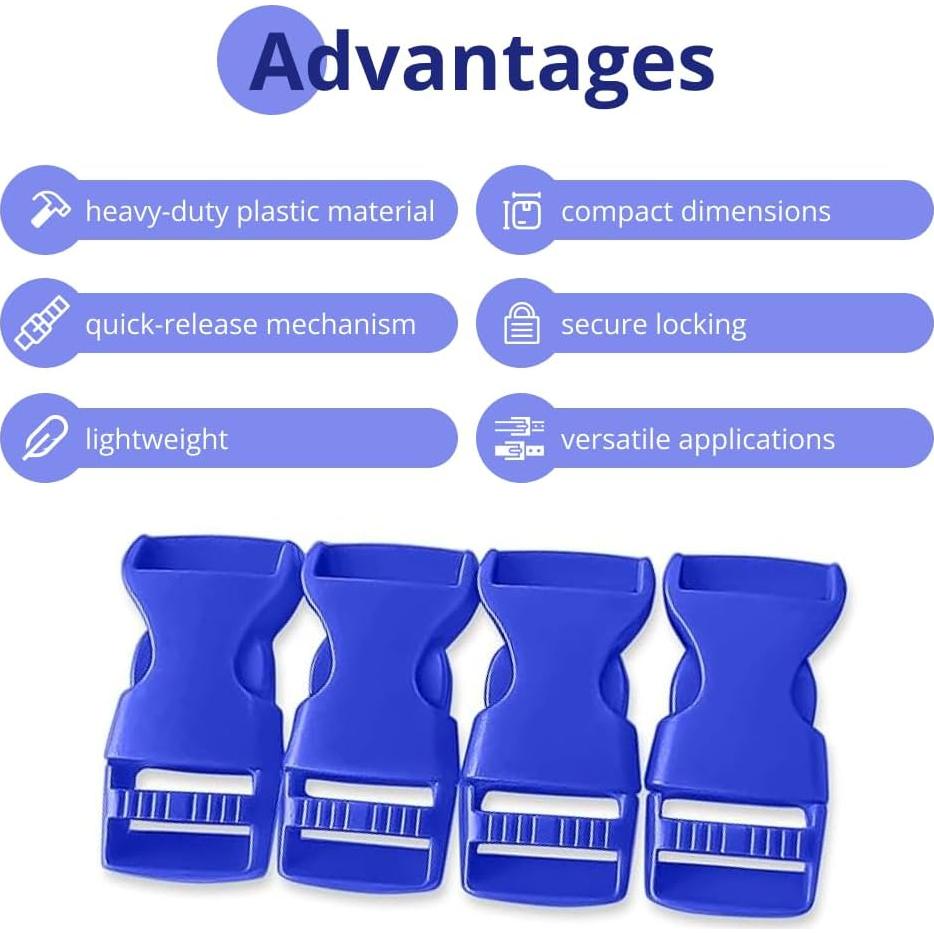 Hebillas de Paracord Azul Marino 16mm - 4 Paquete de Plástico