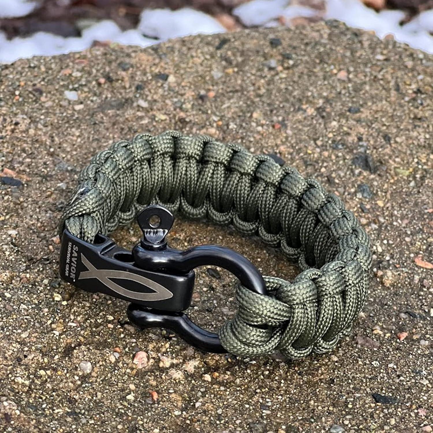 Pulsera de Paracord 550 Savior Survival Gear Verde Militar 25.4 cm