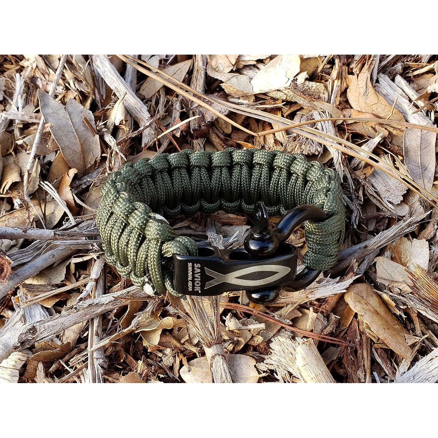 Pulsera de Paracord 550 Savior Survival Gear Verde Militar 25.4 cm