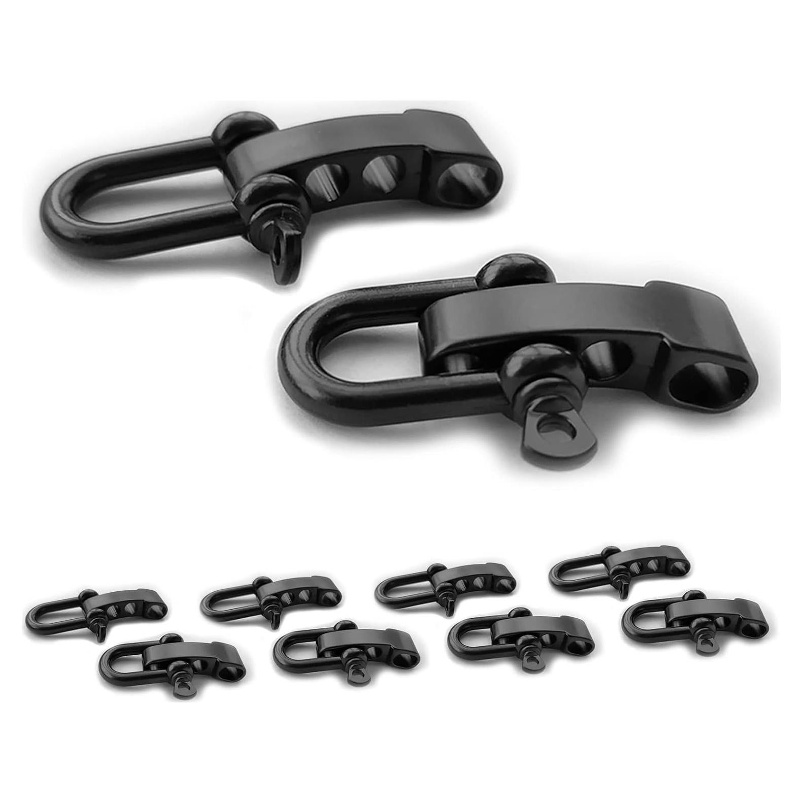 10 Hebillas Ajustables Paracord Negras U100 para Pulseras