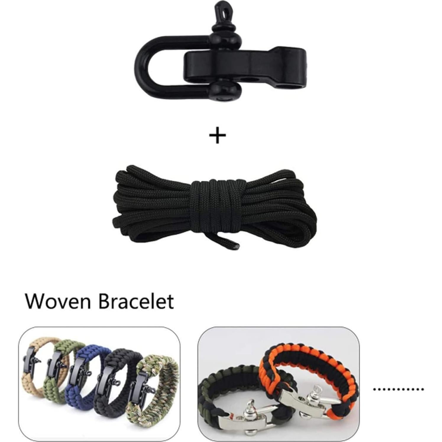 10 Hebillas Ajustables Paracord Negras U100 para Pulseras