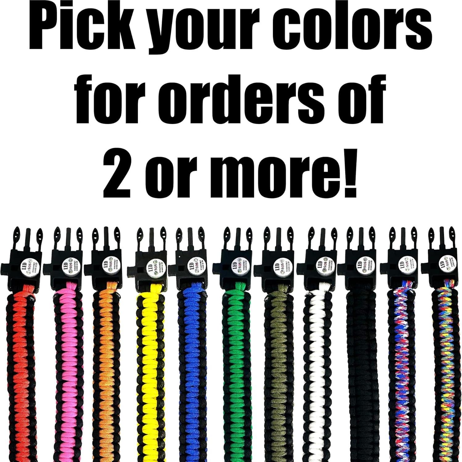 Pulsera de Paracord P-51 Spark and Shine Rosa 550 con Luz LED