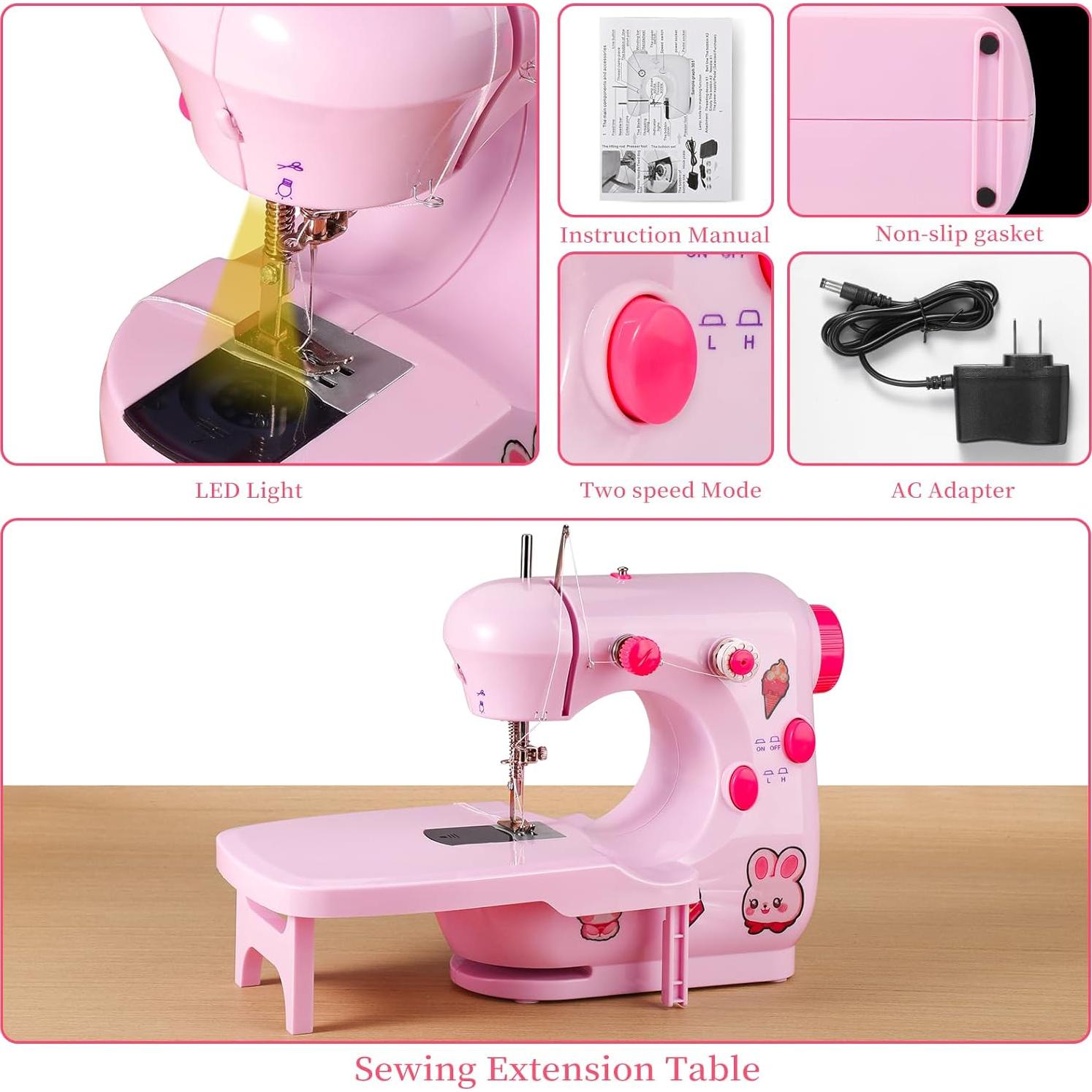 Mini Máquina de Coser Plys Rosa para Principiantes 1.36 kg