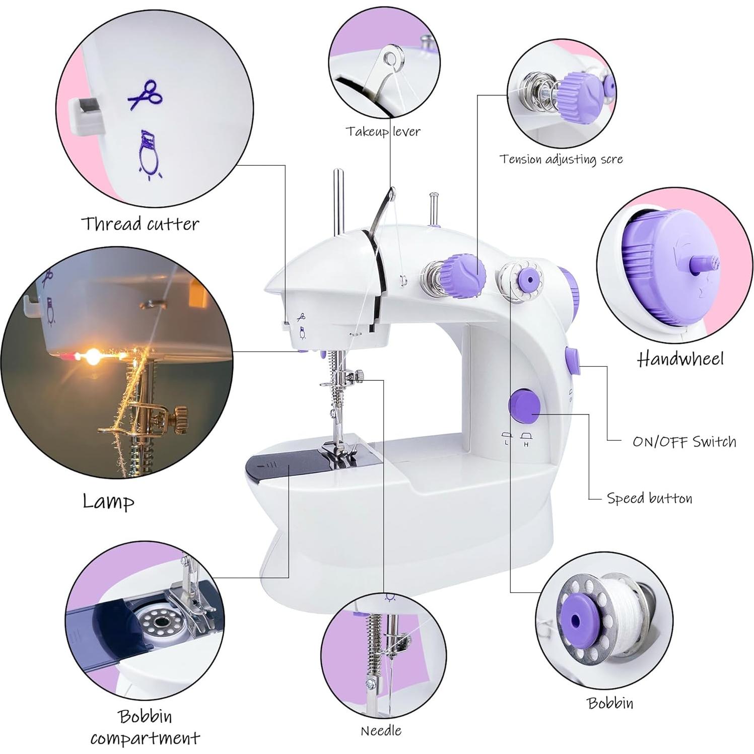 Mini Máquina de Coser Portátil Flying Banana 404 con Kit de Costura