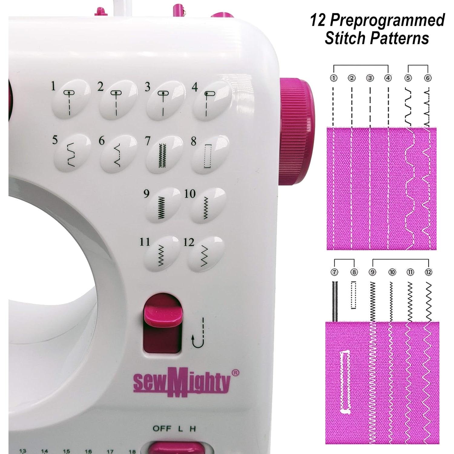 Máquina de Coser Portátil Sew Mighty Poderosa Multi - 12 Patrones