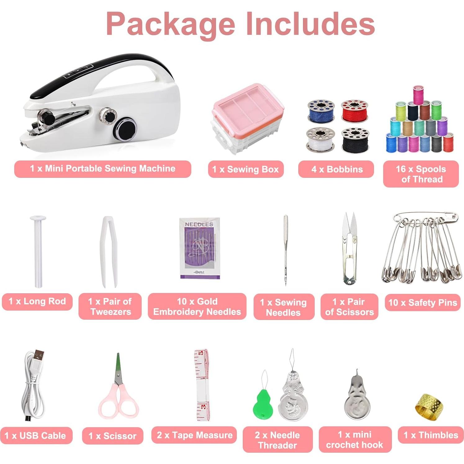 Máquina de Coser Portátil de Mano Mini Kit de Costura A