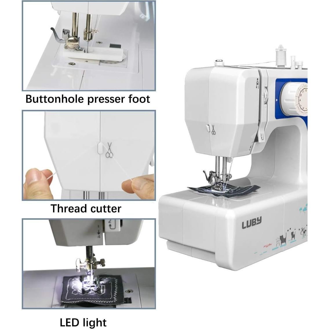 Máquina de Coser Luby Portátil 12 Puntadas 2.1 kg Azul