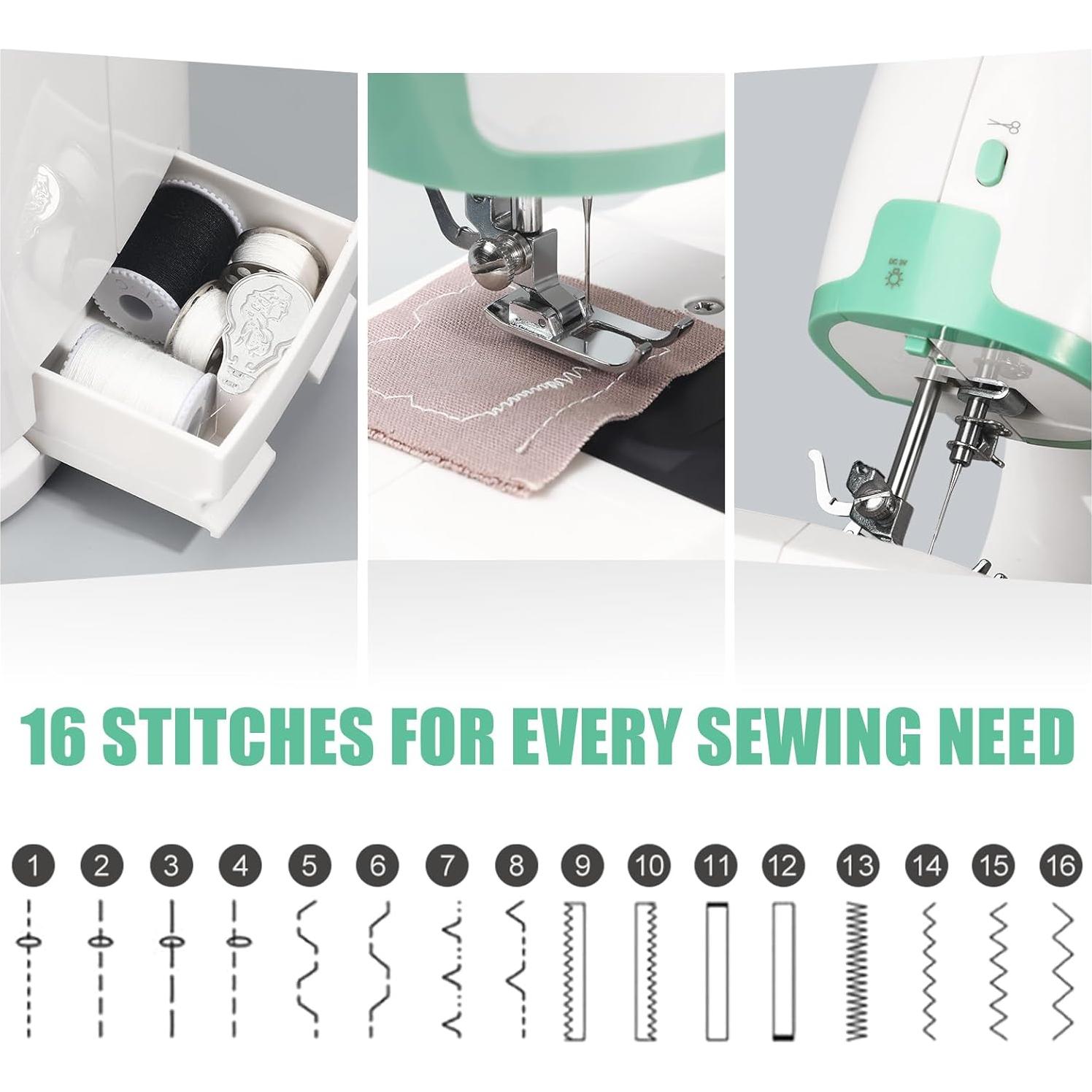 Mini Máquina de Coser ZIMENG ZS0200 16 Puntadas 32 Hilos