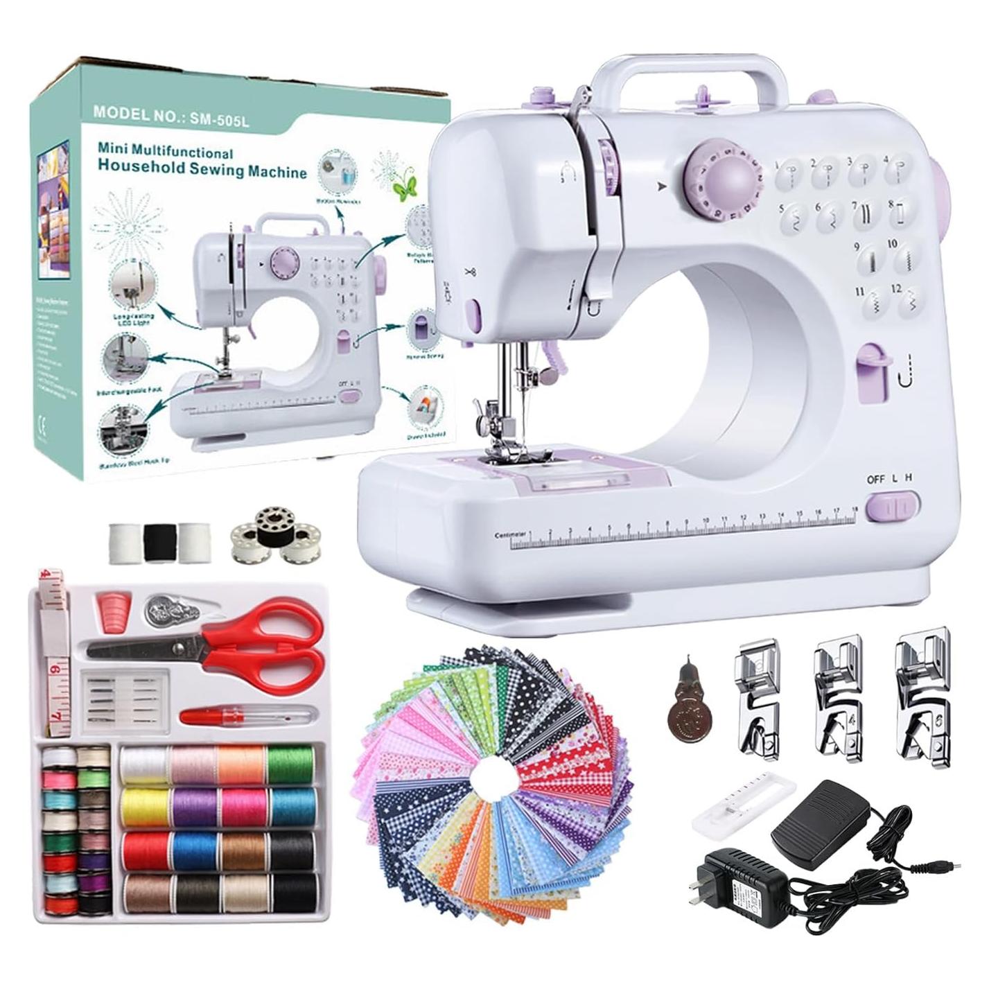 Máquina de Coser Eléctrica Mini Portátil 12 Puntadas 2 Velocidades