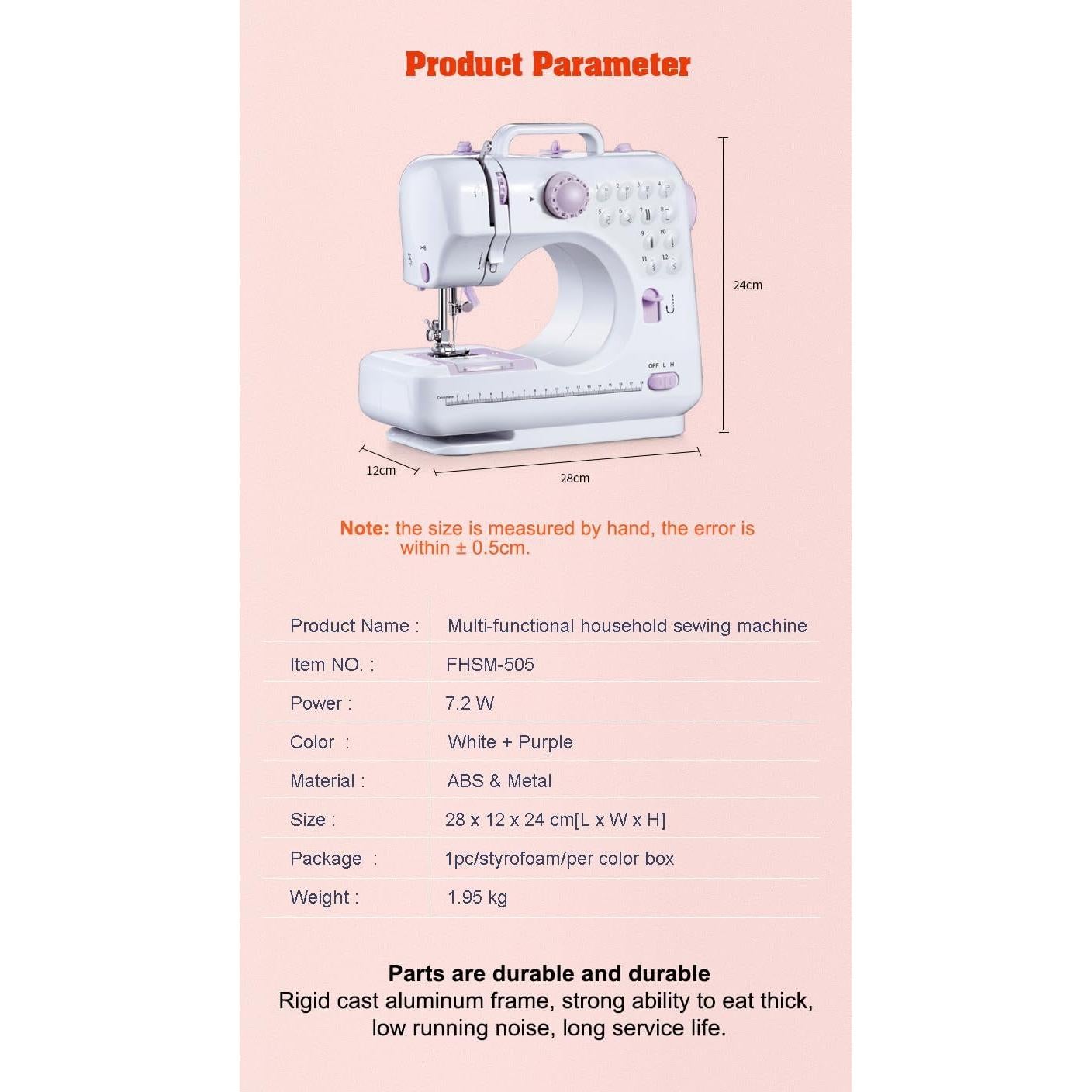 Máquina de Coser Eléctrica Mini Portátil 12 Puntadas 2 Velocidades