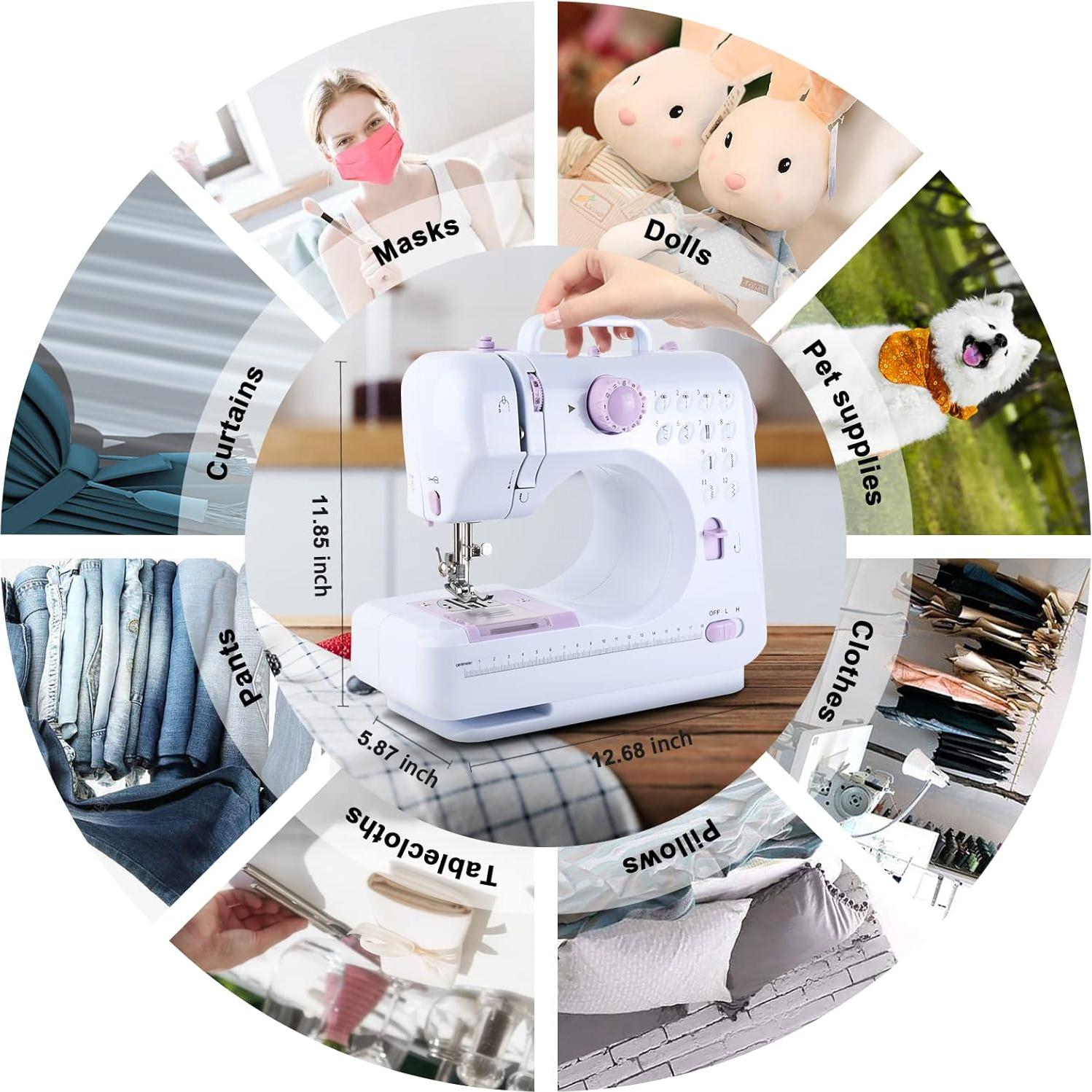 Mini Máquina de Coser JUCVNB para Niños 12 Puntadas 2 Velocidades