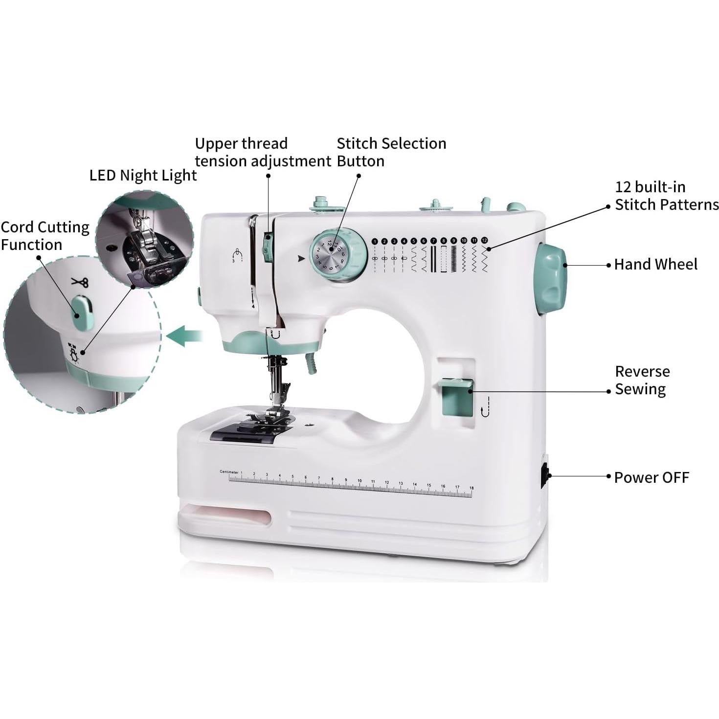 Máquina de Coser Doble Aguja 520 - 12 Puntadas, Portátil