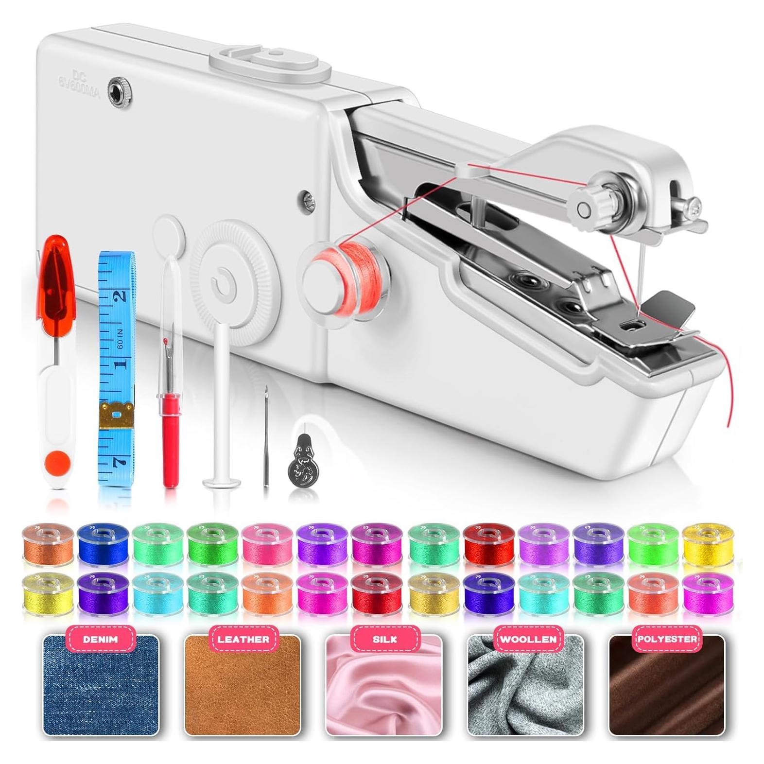 Mini Máquina de Coser Portátil Blanca con Kit de Accesorios