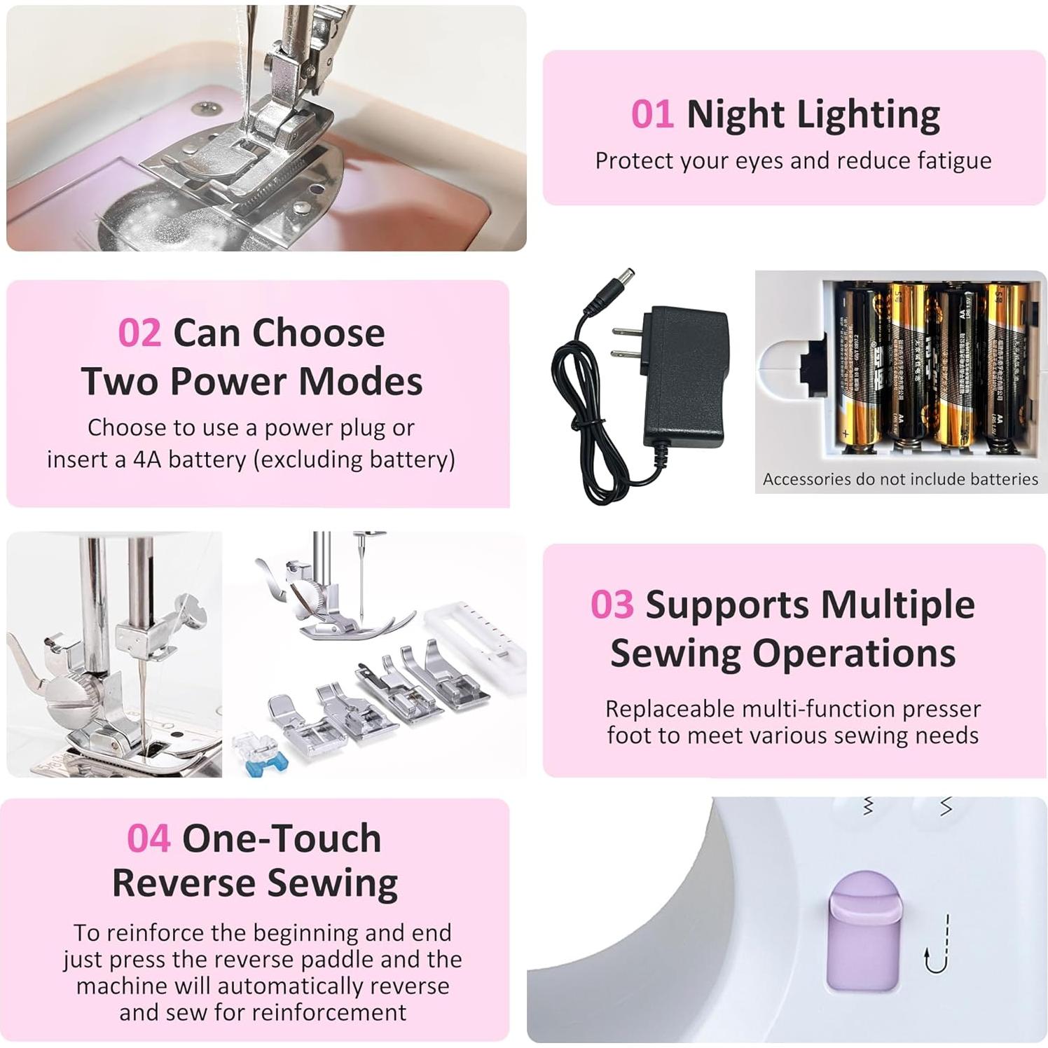 Mini Máquina de Coser Eléctrica DLUFYEI 12 Puntadas Portátil