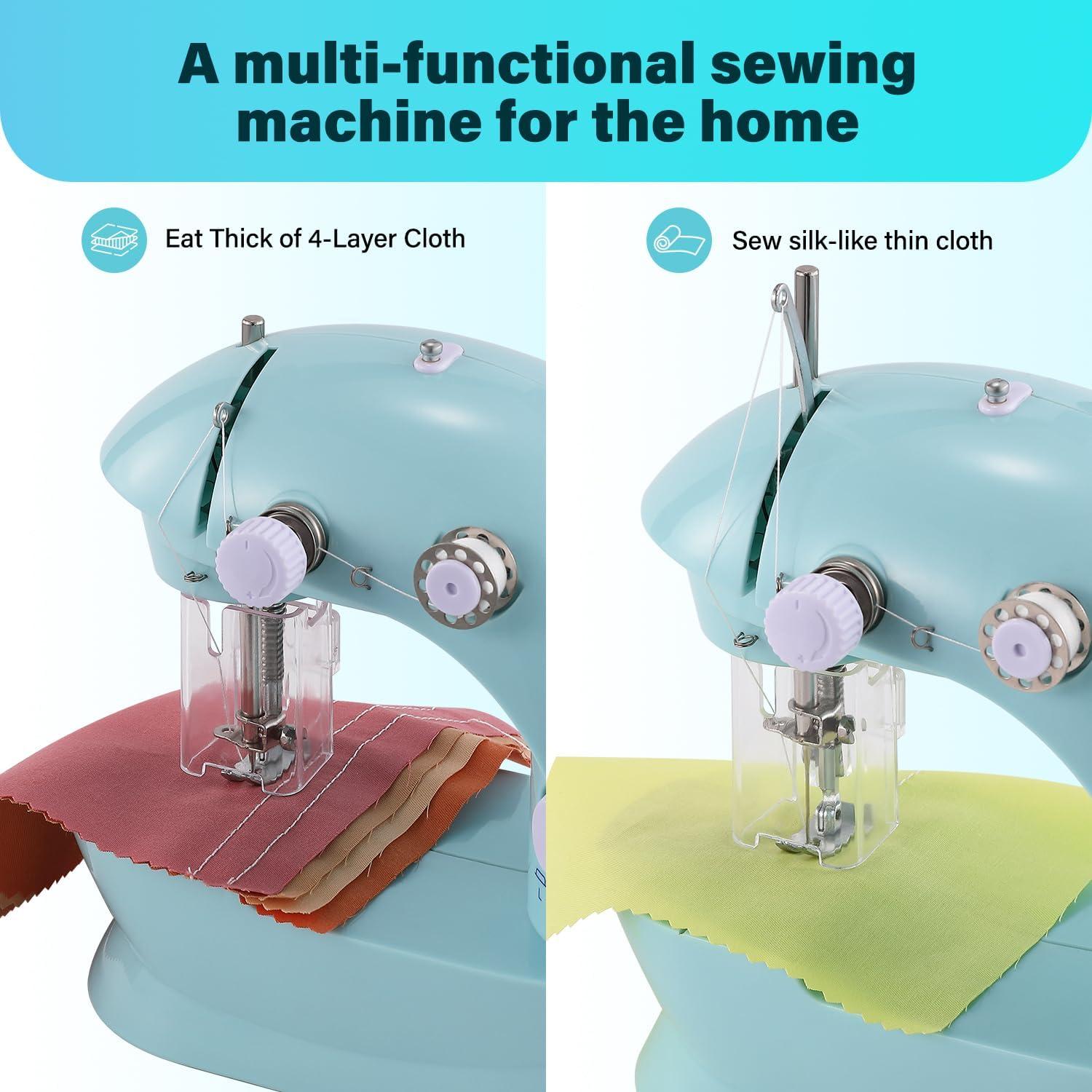 Máquina de Coser Portátil Xosewiuii 2-Hilo 2-Velocidades Azul