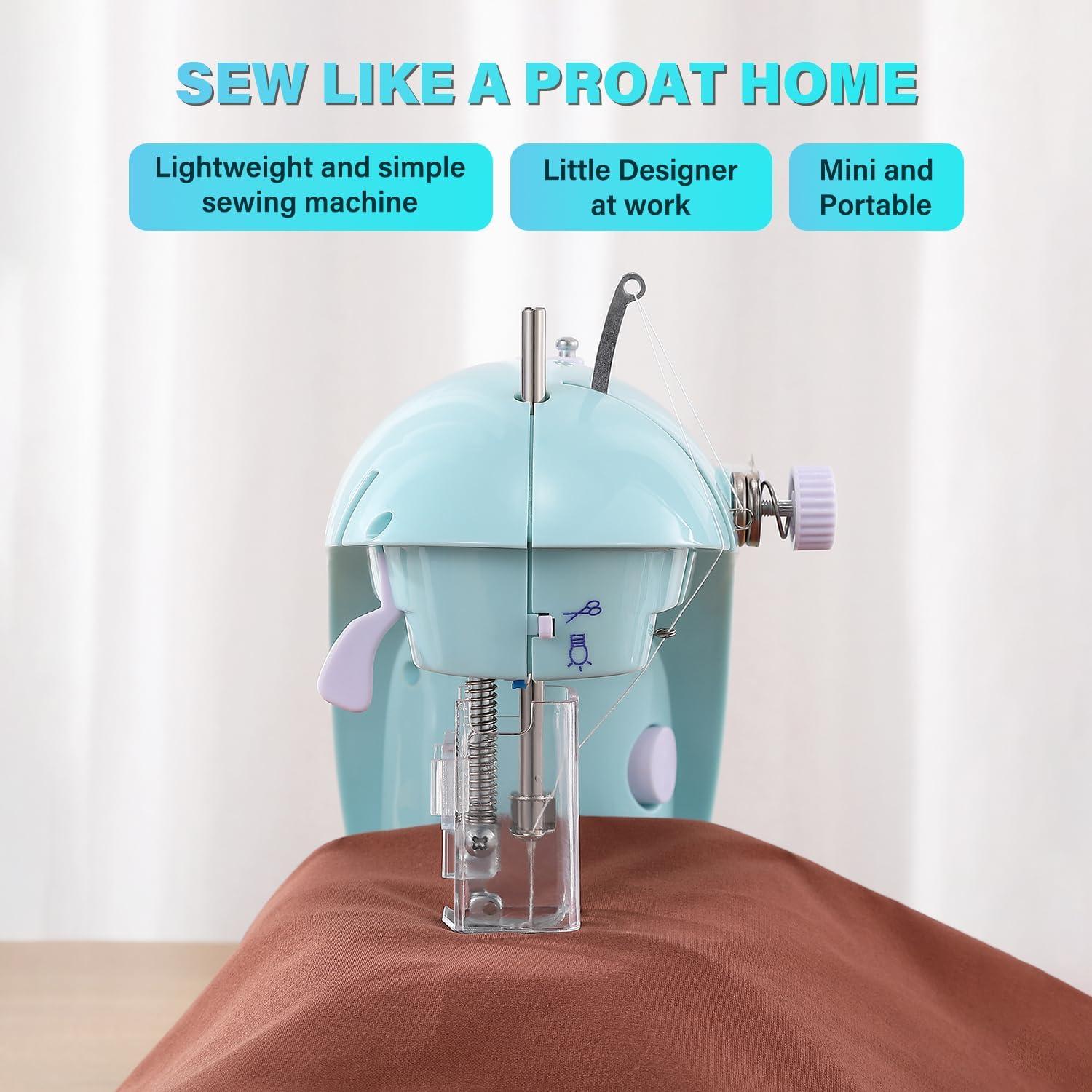 Máquina de Coser Portátil Xosewiuii 2-Hilo 2-Velocidades Azul