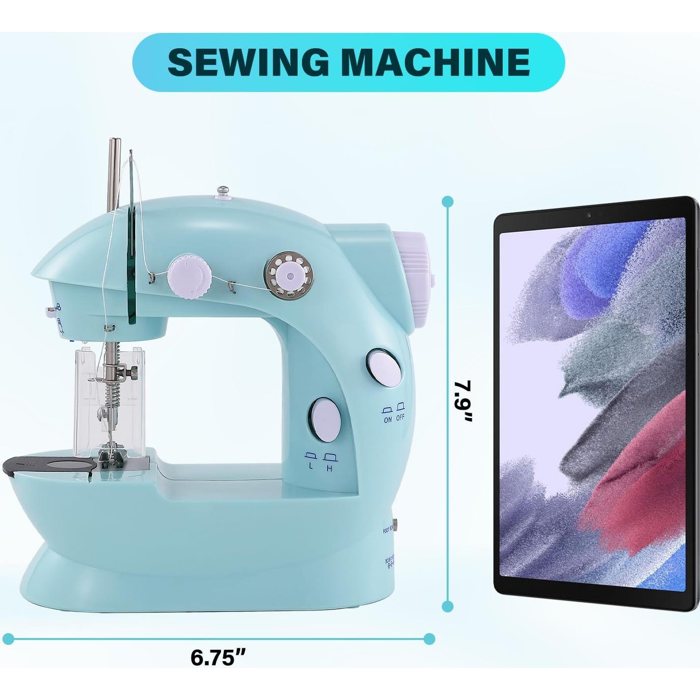 Máquina de Coser Portátil Xosewiuii 2-Hilo 2-Velocidades Azul