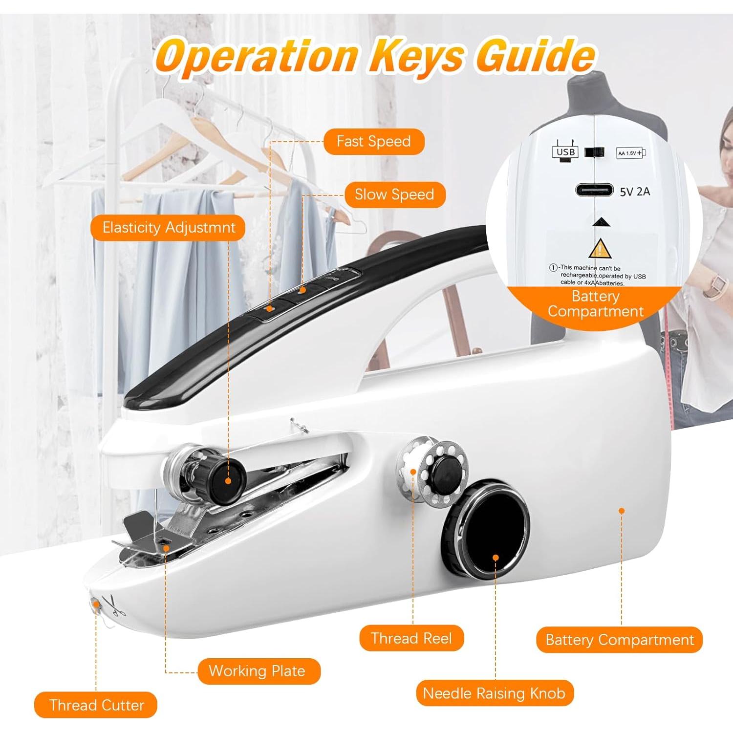 Máquina de Coser Portátil de Mano Mini con Kit de Accesorios