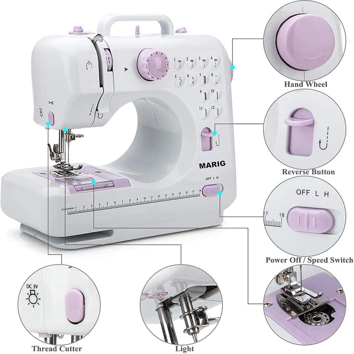 Máquina de Coser Mini Portátil MARIG 12 Patrones 2 Velocidades