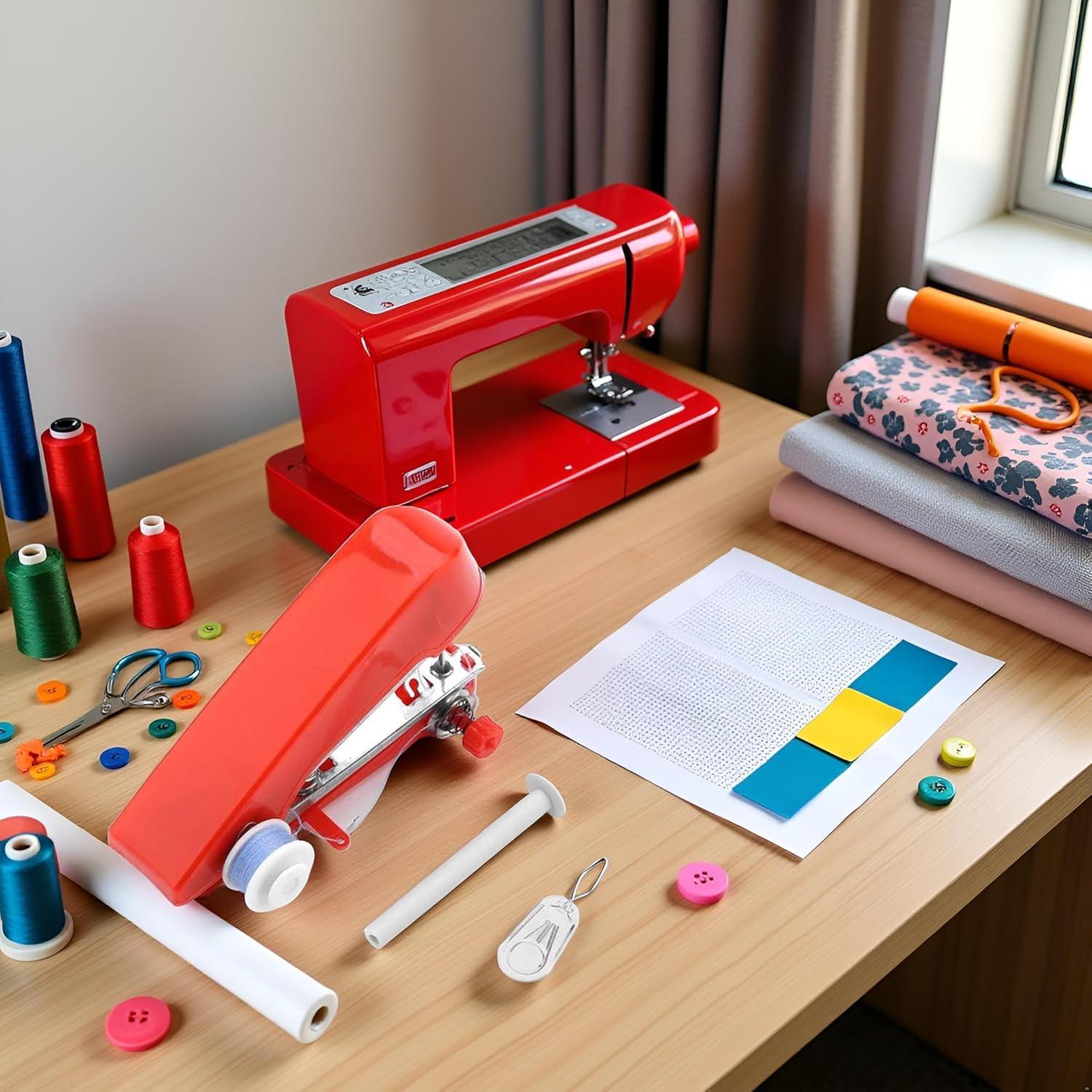 Máquina de Coser de Mano Mini Portátil Roja - Ideal para Viajes