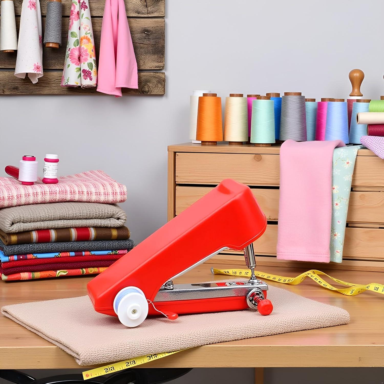 Máquina de Coser de Mano Mini Portátil Roja - Ideal para Viajes